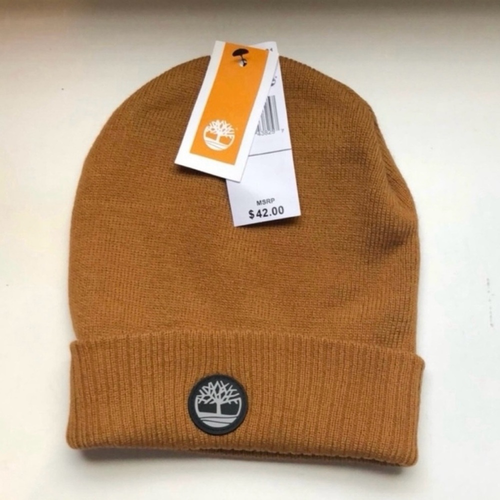 New Timberland Hat Men’s Dark Golden Color Cuffed Knit Beanie Hat Outdoor Casual